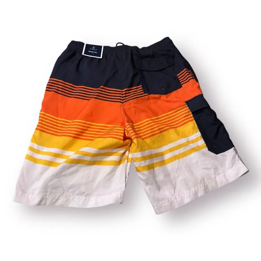 Club Room Colorful Stripes Swimming Trunks Size Small 9” Inseam‎ BNWT